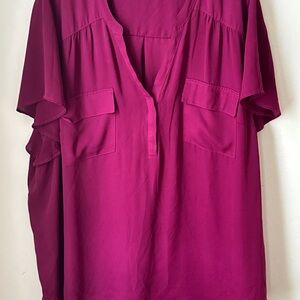 Torrid Harper Georgette Purple Sheer Pullover Flutter Sleeve Size 5X Plus Size
